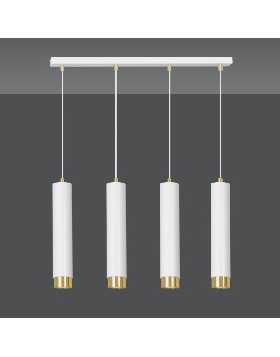 metalowa lampa wisząca Emibig KIBO 4 WH/GOLD  642/4 designerski spot wiszący białe tuby złote dodatki