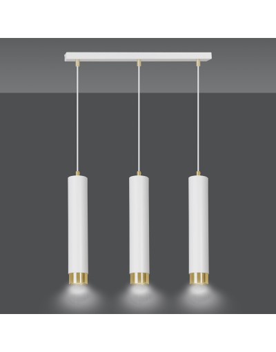 metalowa lampa wisząca Emibig KIBO 3 WH/GOLD 642/3 designerski spot wiszący białe tuby złote dodatki