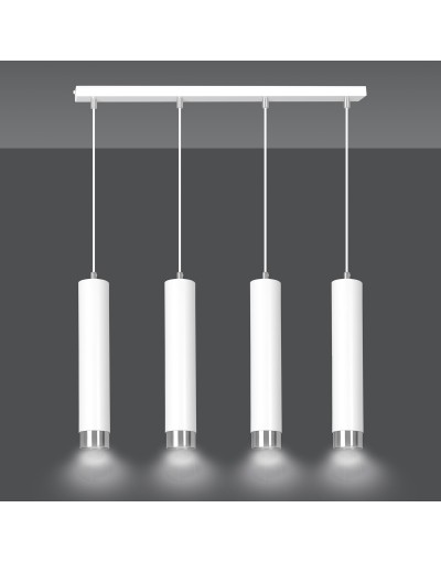 metalowa lampa wisząca Emibig KIBO 3 WH/CHROME  641/4 designerski spot wiszący białe tuby srebrne dodatki