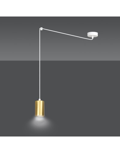 metalowa lampa wisząca Emibig TRAKER 1 WH/GOLD EM527/1 - halogen punktowy dużo światła oryginalny DESIGN biało- złoty