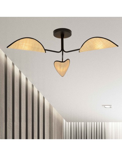 Emibig GOMEZ 3 RATTAN 1172/3 lampa sufitowa żyrandol oryginalny Design abażury