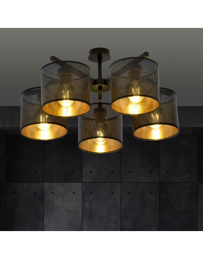 Emibig JORDAN 5 BLACK/GOLD 1144/5 lampa sufitowa żyrandol oryginalny Design abażury