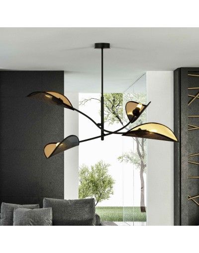 Emibig LOTUS 4 BLACK/GOLD  1106/4 lampa sufitowa żyrandol oryginalny Design abażury