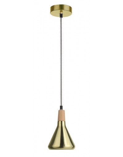 Niepowtarzalna lampa Luces Exclusivas OSORNO LE42117 - kolor lampy - rdzawy, materiał - drewno/metal