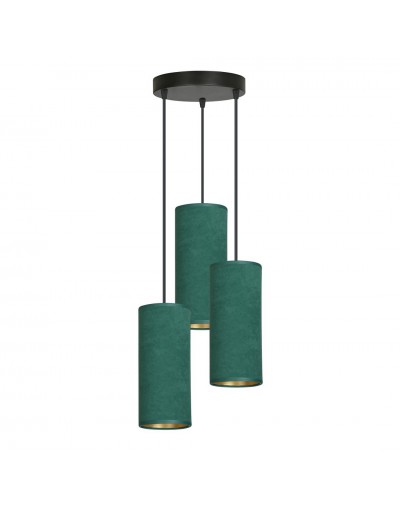 Emibig BENTE 3 BL PREMIUM GREEN 1058/3PREM lampa wisząca abażury WELUROWE regulowana złoty środek