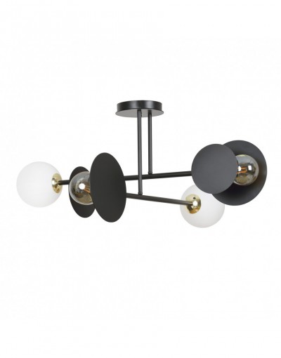 czarna - szklano - metalowa lampa przysufitowa Emibig MINERVA 4 BLACK 612/4