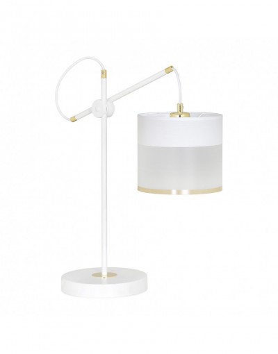 biała - tkaninowo - metalowa lampa stołowa - nocna Emibig MONOLIT LN1 WHITE 589/LN1
