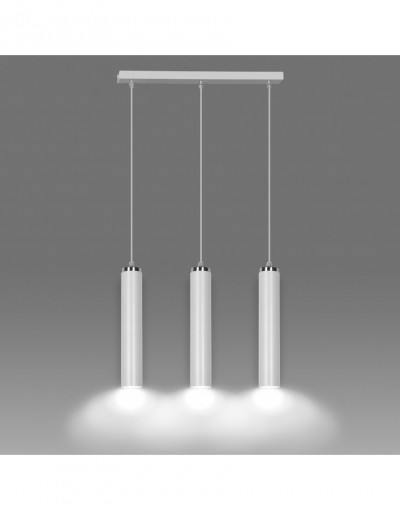 biała - metalowa lampa wisząca Emibig LUNA 3 WHITE 955/3 designerski spot wiszący tuby białe chrom