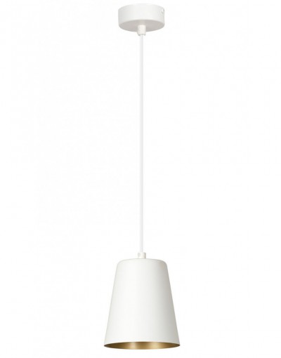 Lampa wisząca Emibig MILGA1 WHITE / GOLD 414/1- nowoczesna lampa wisząca biała środek złoty